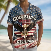 preiswerte Patriotische 250 Shirts-Herren 250. Jubiläum Patriotischer Adler Amerikanische Flagge Hemd mit Knopfleiste Kurzarm Sommerurlaub Top