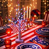abordables Luces decorativas-Árbol de Navidad con luces LED de la bandera estadounidense para el 250 aniversario del 4 de julio, con los colores rojo, blanco y azul. Lámpara decorativa LED para interiores. &amp;al aire libre, sala de