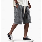 cheap Casual Shorts-Men's Shorts Casual Shorts Textured Shorts Pocket Elastic Waist Plain Abstract Comfort Breathable Knee Length Casual Outdoor Beach Vacation Fashion Pink Apricot Stretchy