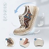 preiswerte Lässige Schnürschuhe-Espadrilles aus Canvas für Herren im Ethno-Stil mit Schnürung – atmungsaktive, leichte Freizeitschuhe im Boho-Tribal-Look für Sommer, Strand, Reisen und Streetwear