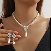 cheap Jewelry Sets-Earrings Set Two-piece Suit Pearl Pearl Earrings Necklace Women's Fashion Jewelry Set For Wedding