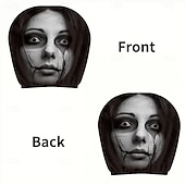  Conjunto de 2/4 capas engraçadas e assustadoras para encosto de cabeça de carro, com design de rosto horripilante. Ideal para pegadinhas nos bancos dianteiros, Halloween ou como presente de brincadeira. Capa de assento automotiva durável e elástica.