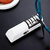 お買い得  キッチン用品＆小物-キッチン用電動ナイフ研ぎ器 多機能自動プロ仕様 4段階ギア電動ナイフ研ぎ器 キッチンアクセサリー 高速研ぎ石 家庭用キッチン 全自動ナイフ研ぎ機