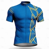 economico Maglie da uomo-Da uomo Maglia da Ciclismo Geometrico Manica Corta Bicicletta Maglia Top con 3 tasche posteriori Resistente ai Raggi UV Asciugatura Rapida Con tasche Cerniera Frontale Gli sport Blu Rosso Verde