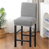 cheap Dining Chair Cover-Stretch Polar Fleece Short Back Chair Cover - Elastic Bar Stool Slipcover for Counter Height Chairs, Soft Washable Dust-Proof Seat Protector
