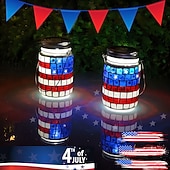 economico Illuminazione vialetto-Luci a mosaico impermeabili a forma di bandiera americana in due pezzi per il 250° anniversario dell'indipendenza degli Stati Uniti (4 luglio), perfette per esterni, patio, giardino, terrazza, scalini
