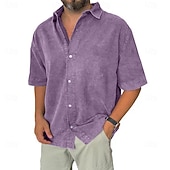 ieftine cămăși casual pentru bărbați-Tricou pentru bărbați SoftFade™ tricou casual tricou cu nasturi tricou acid wash albastru negru roz albastru marin mov cu mânecă scurtă simplu rever casual îmbrăcăminte de zi cu zi modă retro vintage