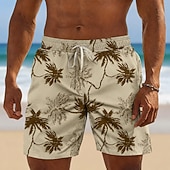 abordables Plantas y Flores Tropicales-Hombre Árbol de coco Plantas tropicales Boxers de Natación Trajes de baño, bañadores cortos Pantalones de Surf Media cintura Hawaiano Diario vacaciones en la playa Bolsillos laterales Forro de malla