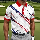  Camisetas Polo Esportivas Masculinas para o Dia da Independência com a Bandeira Americana dos EUA de Manga Curta Roupas Casuais Athleisure Vestuário Diário Traje para Festivais Impressão 3D Botões