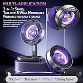 cheap Camping Lights &amp; Lanterns-2026 Upgrade Foldable LED Color Changing USB Rechargeable Quiet Mini Desktop Fan, 5-Speed Adjustable, Long Battery Life, Portable for Bedroom, Office, Dorm, Outdoor, Travel, Camping
