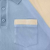  Homme Polo en seersucker Ice Silk Texturé Occasionnel Vacances Col Rabattu Manche Courte Mode Basique Bloc de Couleur Boutons Respirable Printemps & Été Bleu Polo en seersucker Ice Silk