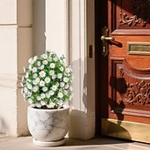 baratos Flor artificial-Estaca de crisântemo artificial branco de 56 cm (22 polegadas), topiaria de margarida artificial para casa, jardim e quintal. &amp;decoração de jardim, casamento &amp;Flores artificiais duráveis para festas,