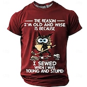 cheap Men's Funny T shirts-Men's Crazy Messy Cat Hockey Player The Reason I'm Old and Wise Funny Quote Graphic T-Shirt Short Sleeve Casual Sports Top Designer Clothing Apparel S M L XL XXL XXXL