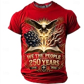 baratos Camisetas Patrióticas 250-2026 250º Camisetas Masculinas T-Shirt Bandeira dos EUA 1776 de Manga Curta Impressão 3D Camiseta Colar Redondo Patriótica Festival Diário Azul Preto Vermelho Verão Primavera Roupas Vestuário S M L