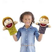 cheap Party Supplies-6pcs Family Hand Puppets Set, Soft Plush Human Puppets with Movable Mouths, Grandpa Grandma Dad Mom Son Daughter Puppets for Preschool Early Teaching, Role Play Storytelling for Toddlers Kids