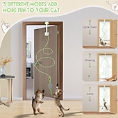 economico Giochi per gatti-Giocattolo interattivo per gatti da interno, giocattolo intelligente ricaricabile tramite USB da appendere alla porta, retrattile automatico, giocattolo elettronico per gatti con piume e cordino, con