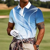 tanie Męska koszulka polo do golfa-Męskie Geometryczny Golf Koszulki sportowe polo Krótki rękaw Koszulki polo Klapa Codzienny Athleisure Druk 3D Guziki Oddychająca siateczka Lato Wiosna Niebieski Zielony