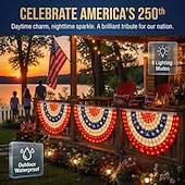  LED podsvícený vlastenecký banner s vlajkou USA, skládaná fanouškovská vlajka k 250. výročí založení, 3x6 stop