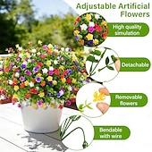  24 Bundles Artificial Flowers for Outdoors Decoration Fake Flowers UV Resistant Faux Plastic Greenery Eucalyptus Plants for Spring Summer Garden Patio Indoor Outdoor Home Decor, Multicolor