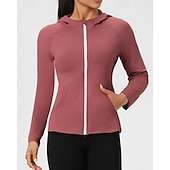 cheap Women's Shirt-Women's Solid Colored Workout Shirt Tennis Sports Jacket Long Sleeve Zipper Pocket Quick Dry Lightweight Moisture Wicking Breathable Tennis Golf Pickleball Hooded Jacket Black Pink Navy Blue Tennis