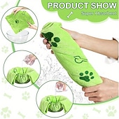 abordables Herramientas de baño-Toallas de secado rápido para mascotas, paquete de 4, colores aleatorios, de poliéster suave y absorbente, ideales para el baño de perros medianos, con diseño de huellas de patas.