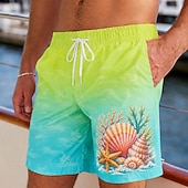 preiswerte Tropische Pflanzen &amp; Blumen-Herren Kokospalme Delphin Tropische Pflanzen Badehosen Badeanzüge Badeshorts Boardshorts Mittlere Taille Hawaiianisch Täglich Strandurlaub Seitentaschen Netzfutter Elastischer Kordelzug in der Taille