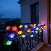 cheap Solar Outdoor Lights-Solar Rose Fairy String Lights 30/50 LEDs  Outdoor Waterproof Atmosphere Lights for Gardens Balconies Fences Holiday Wedding Party Decoration