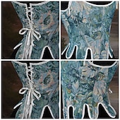 cheap Tops-Medieval Renaissance Cottagecore Corset Overbust Corset Bodice Peasant Lace up Floral Fancy Dress Women's Fantasy Halloween Carnival Casual Daily Renaissance Fair LARP Adults' Corset Spring &amp; Summer