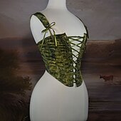 ieftine Topuri-Medieval Renascentist Cottagecore Corset Corsaj Zana Cu Șiret Pictură în Ulei Costume de fancy Pentru femei Fantezie Halloween Carnaval Casul / Zilnic Târgul Renașterii LARP Adulți Corset Primavara