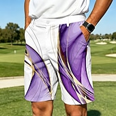 baratos Calções Impressos-Homens Geométrica Linhas / Ondas Arte abstrata Bermudas Shorts casuais Bermudas de Golfe Cintura Média Business casual Trabalho Golf férias na praia Calções de corte reto com 4 bolsos Designer Roupa