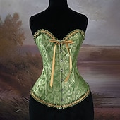 cheap Tops-Medieval Renaissance Corset Overbust Corset Noblewoman Jacquard Lace up Floral Fancy Dress Women's Royal Halloween Carnival Renaissance Fair LARP Adults' Corset Spring &amp; Summer