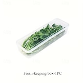 cheap Storage &amp; Organization-1/2/4 Pcs Durable Plastic Food Storage Box, Long Shaped Airtight Refrigerator Organizer, Sealed Fresh-Keeping Container, Practical Kitchen Supplies For Coriander, Green Onions, Mint Fresh Vegetables