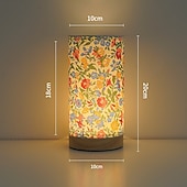 ieftine Lămpi de masă-Lampă de masă USB cu abajur din material textil – florală &amp;Design fluture albastru, lumină de noapte reglabilă în 3 culori, lampă decorativă ambientală pentru dormitor, living, noptieră, sufragerie
