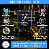 ieftine Luminile aniversării de 250 de ani-cea de-a 250-a aniversare a SUA, 4 iulie, solar &amp;Șnur luminos reîncărcabil prin USB, 12m 100led glob cu bule roșu alb albastru lumini impermeabile pentru exterior, terasă interioară grădină petrecere