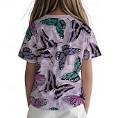 economico Animali 3D della Ragazza-Ragazze 3D Grafico Farfalla Maglietta Manica Corta Stampa 3D Estate Primavera Sport Moda Streetwear Bambini 5-12 anni Girocollo Casuale Quotidiano All'aperto Vestibilità regolare