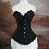 cheap Tops-Medieval Renaissance Corset Overbust Corset Noblewoman Jacquard Lace up Floral Fancy Dress Women's Royal Halloween Carnival Renaissance Fair LARP Adults' Corset Spring &amp; Summer