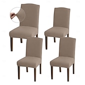 abordables Funda para silla de comedor-Fundas para sillas de comedor de 4/6 piezas, ajustables, elásticas y universales, tipo Parsons, con protectores de asiento extraíbles y lavables a máquina.