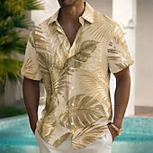 cheap Tropical Plants-Men's Palm Leaf Coconut Palm Tropical Plants Hawaiian Shirt Tropical Shirts Aloha Shirt Short Sleeve Resort Beach Vacation Wear Summer Spring Turndown 3D Print Front One Pocket Button Up Shirts