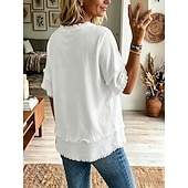  Per donna Blusa Volant Tinta unica Moda Quotidiano Elegante Manica Corta Scollo a V Top Regolari Casuale Quotidiano Blu Bianco Giallo Rosa Estate Primavera