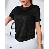 billiga Löpar-T-shirts och linnen-Dam Solid färg T-shirt för jogging Löpartopp Sport topp Sommar Vår Kortärmad Snabb tork Fuktabsorberande Andningsfunktion Gymträning Tennis Golf Löpning Svart Sportkläder Sportkläder
