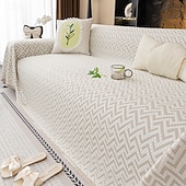 cheap Cooling Couch Cover-Summer Cooling Ice Silk Sofa Cover - Modern Zigzag Pattern Couch Throw - Breathable Non-Slip Furniture Protector for Living Room