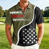  2026 250. rocznica Męskie Amerykańskie US Flag Polo Koszule Krótkie Rękawy Koszule Polo Koszule z Kołnierzykiem Luźne Athleisure Festiwal Outfit 3D Druk Guziki Oddychająca Siatka Wiosna i Lato