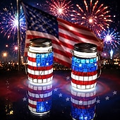 economico Illuminazione vialetto-Luci a mosaico impermeabili a forma di bandiera americana in due pezzi per il 250° anniversario dell'indipendenza degli Stati Uniti (4 luglio), perfette per esterni, patio, giardino, terrazza, scalini
