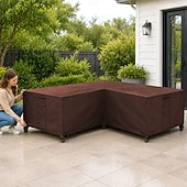 abordables Fundas para Muebles de Patio-Funda para muebles de jardín, funda para sofá esquinero en forma de L, funda impermeable para sofá de ratán, para muebles de jardín, conjunto de asientos, sofá esquinero, conjunto de salón esquinero,