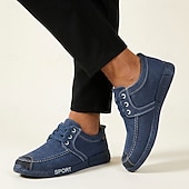 preiswerte Lässige Schnürschuhe-Lässige Herren-Schnürschuhe aus Denim, leichte Sport-Sneaker für Reisen, Alltag und Wochenendoutfits