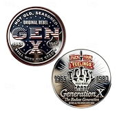 cheap U.S. 250th Anniversary-Generation X Challenge Coin 1965-1980 Proud Member Original Rebel, Badass Generation Collectible Metal Coin, Vintage Retro Gift for Men and Women