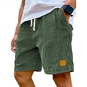 baratos Calções Estilo Casual-Homens Calção Shorts casuais Shorts de veludo cotelê Com Cordão Cintura elástica Côr Sólida Conforto Comprimento do joelho Diário Ao ar livre Streetwear Férias Moda Cáqui Preto Micro-Elástica