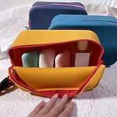 abordables Storage &amp; Organization-1pc Colorful Silicone Waterproof Cosmetic Bag, Portable Travel Makeup Organizer Pouch, Large Capacity Toiletry Storage Bag For Skincare, Makeup, Suitable For Vacation, Beach, Party, Birthday