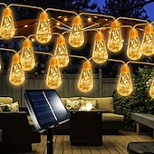 cheap Solar Outdoor Lights-Solar Powered Outdoor Garden Lights 8m 16 Bulbs Fairy String Lights Outdoor Waterproof 8 Lighting Modes for Fence Garden Party Wedding Camp Christmas Decoration