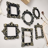 economico Cornici per foto-1PC, Black and Gold Mini Engraved Decorative Picture Frame Body, Resin Material DIY Decorative Small Item, Suitable for Photography Decoration Props, Wedding, Party and Other Scene Arrangements